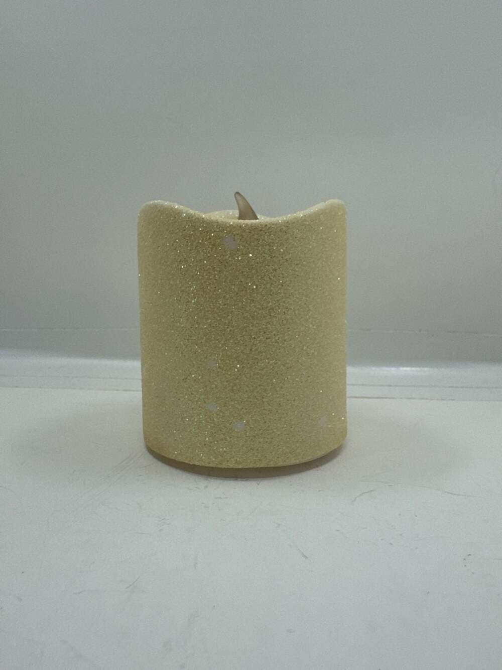 Unbranded Gold Glitter Flameless LED Pillar Candle 3 Inch Dia X 3 Inch H
